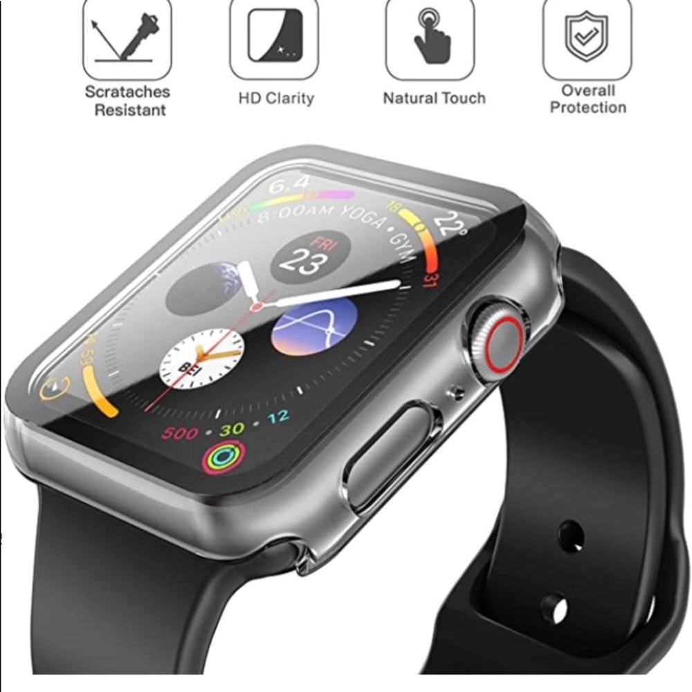 Misxi 2 Pack Hard PC Case with Tempered Glass Screen Protector For Apple Watch